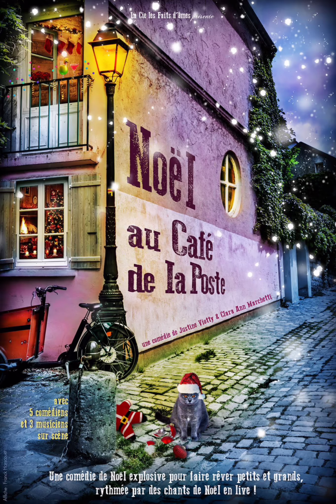 Affiche Pièce de théâtre au "Noël au café de la poste" - Sur Mesure Spectacles