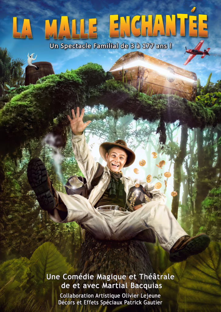 Affiche spectacle La Malle Enchantée avec Martial - Sur Mesure Spectacles