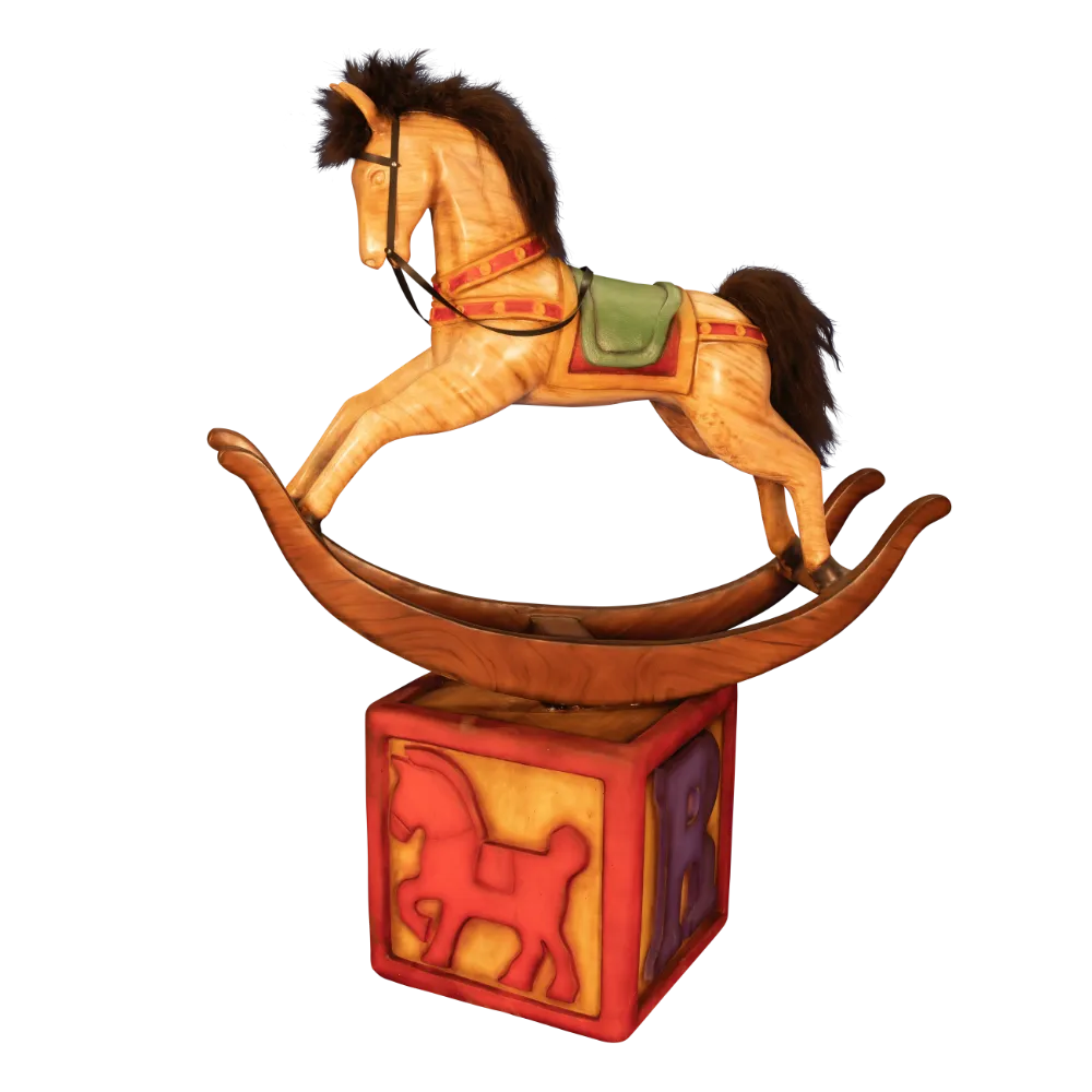 Cheval à bascule sur cube de lettre - Automate - Sur Mesure Spectacles
